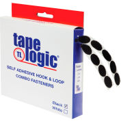 Ruban Logic® Hook & Loop Tape Points individuels avec adhésif, 1/2"L x 1/2"W, noir, paquet de 200