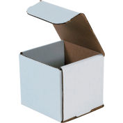 Expéditeurs ondulés, 4"L x 4"L x 4"H, Blanc, qté par paquet : 50
