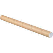 Tubes d’envoi avec bouchons, 1-1/2 " Dia. x 9 « L, 0,06 " d’épaisseur, Kraft, 50 / Pack