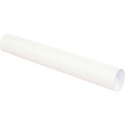 Tubes d’envoi avec bouchons, 3 » Dia. x 15"L, 0,06 » Épais, Blanc, 24/Pack