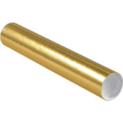 Tubes d’envoi colorés avec bouchons, 3 » Dia. x 18"L, 0,07 » d’épaisseur, Or, 24/ Pack