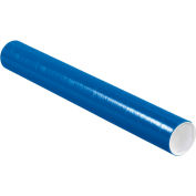 Tubes d’envoi colorés avec bouchons, 3 » Dia. x 24"L, 0,07 » Épais, Bleu, 24/ Pack