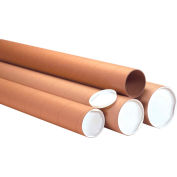 Tubes d’envoi lourds avec bouchons, 3 » Dia. x 48"L, 0,125 » d’épaisseur, Kraft, 24 / Pack