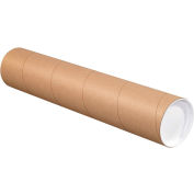 Tubes d’envoi avec bouchons, 4 » Dia. x 24"L, 0,08 » d’épaisseur, Kraft, 15/ Pack