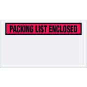 Enveloppes de face de panneau, « Liste de colisage jointe » Impression, 10"L x 5-1/2"W, Rouge, 1000/Pack