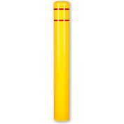 Couvercle à bollard de protection, 7 po de diamètre x 72 po de hauteur, jaune avec ruban rouge