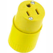 Bryant 5969BY TECHSPEC® Straight Blade Connector, 15A, 125V, Yellow, 2-Pole, 3-Wire