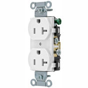 Bryant CRS20W Commercial Grade Duplex Receptacle, 20A, 125V, White, Side Wired