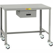 Little Giant® Table de Machine, Casters pivotants avec freins, Tiroir - 36"W x 24"D x 36"H