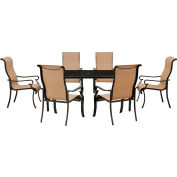 Hanover® Brigantine 7 Pièces Ensemble de salle à manger en plein air avec table en verre, récolte de blé