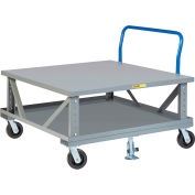 Little Giant® Ergonomic Adj. Height Pallet Stand with Handle 2PDSEH48-6PH2FL 48 x 48 Solid Deck
