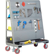 Petit géant Pegboard Mobile avec plage arrière stockage AFPBS2448-6PYFL - 48 "x 24", verrou de sol