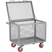 Camion de boîte en acier, côtés de maille, 2000 livres, 30" x 48," Poly non-marquage, couvercle hinged