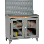 Petit banc géant armoire MHP3LL-2D2448LP - 48 x 24, en panneau rigide Top, Clearview portes, persiennes