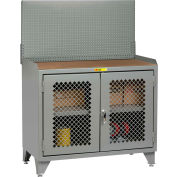 Petit banc géant armoire MHP3LL-2D2448PB - 48 x 24, en panneau rigide Top, portes de Clearview, panneau perforé