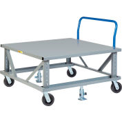 Little Giant® Ergonomic Adj. Height Pallet Stand with Handle PDSEH48486PH2FL - Solid Deck 48x48