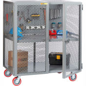 Little Giant Mobile Tool Security Cabinet SC1-2460-6PY-PB - 60" x 24", Pegboard Panel,1 Center Shelf