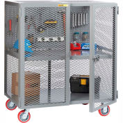 Little Giant Mobile Tool Security Cabinet SC1-2460-6PY-PB - 60" x 24", Pegboard Panel,1 Center Shelf