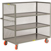 3 Sided Bulk Truck, 3 Shelves, 1-1/2" Retaining Lips, 3600 lbs., Mesh Sides, 24" x 48" Deck