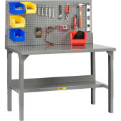 Little Giant WB-2848-LP 48"W x 28"D Welded Workbench with Backstops and Fixed Height, Louver Panel