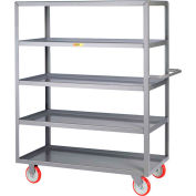 Little Giant® Welded 5-Shelf Service Cart, Lipped Shelves, 1200 lbs., 18x32, Poly Wheels