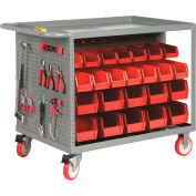 Little Giant® Bin Cart w/ Pegboard Tool Storage, 36"L x 24"W x 34"H, Gray