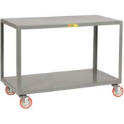 Little Giant® Mobile Table w/2 Shelves & Wheel Brakes, 1000 lb. Cap, 36"L x 24"W x 34"H, Gray