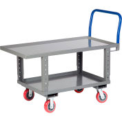 Little Giant® Work Height Platform Truck RNL2-2448-6PYAH with Lower Shelf 24 x 48 Adj. Height