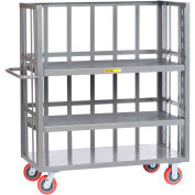Little Giant® 3-Sided Bulk Truck, Slat Sides, 2 Adj. Shelves, 3600 lbs Cap., 30x60, Poly Wheels