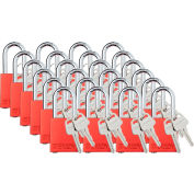 Cadenas brady® Safety Lockout, clé différente, 1-1/2 », aluminium/acier, rouge, 24/PK