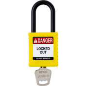 Cadenas Brady® Safety Lockout, Keyed Different, 1-1/2 », Plastique/Nylon, Jaune