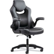 Sadie™ 9-One-One High-Back Racing Style Chair with Flip-Up Arms, Gray Back, Black Base