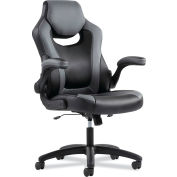 Sadie 9-One-One High-Back Racing Style Chair with Flip-Up Arms, Gray Back, Black Base
