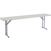 Interion® Plastic Folding Seminar Table, 18" x 96", White