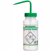 Bel-Art LDPE flacons 116420623, 500ml, étiquette de méthanol, Green Cap, bouche large, 3/PK