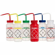 Bel-Art LDPE lavage bouteilles 116460050, 500ml, assortiment Label, bouche large, 6/PK