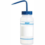 Bel-Art LDPE Wash Bottles 116460614, 500ml, Soap Label, Blue Cap, Wide Mouth, 6/PK