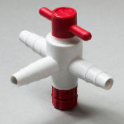 Bel-Art F30895-0000 Three-Way PTFE Stopcock, 1/4" to 3/8" Tubing, 4mm Bore