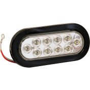 6-1/2" Oval 10 LED Clear Backup Light w/ Grommet & Plug - 5626310