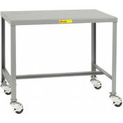 Little Giant® Mobile Machine Table W/ Shelf, Steel Square Edge, 24"W x 18"D x 30"H, Gray