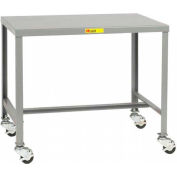 Little Giant® Mobile Machine Table W/ Shelf, Steel Square Edge, 36"W x 24"D, Gray