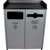 Busch Systems Double Courtside for Waste & Cans & Bottles - 64 Gallon - Gray/Black - 100926
