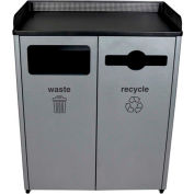 Busch Systems Double Courtside for Waste & Recycle - 64 Gallon - Gray/Black -100927