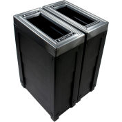 Busch Systems Evolve Double Recycling & Trash Can, 46 Gallon, Noir