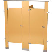 Bradley Powder Coated Steel 72" Wide Complete 2 Between Wall Compartments, Buff - BW23660-BUF