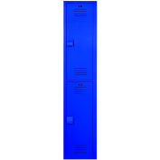 Bradley® 2-Tier 2 Door Lenox Plastic Locker, 12"L x 18"P x 72"H, Deep Blue, Assemblé