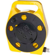 Bayco® Quad Plug Cord Reel SL-755, 16/3 GA, 25'L Cord, Yellow