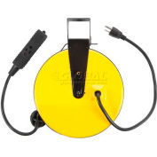 Bayco® Triple Tap Extension Cord SL-800, Retractable Reel, 30'L Cord, 16/3 GA, Yellow