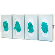 Bowman® Glove Box Dispenser - Quad - Divided 22.63"W x 10.13"H x 4"D, Clear
