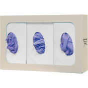 Bowman® Glove Box Dispenser - Triple - Cart 16.82"W x 10.04"H x 3.79"D, Quartz Beige